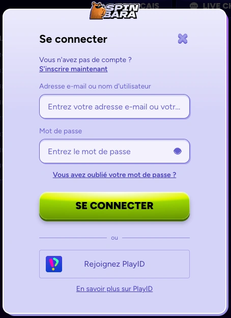 Connexion compte Spinbara
